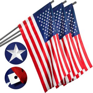 USA American Flag 1x1.5 Ft 3-Pack Pole Sleeve Embroidered Polyester By G128