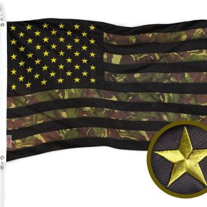 G128 American USA Camouflage Flag 3x5 Feet Embroidered Green Stars Camo Stripes 420D Polyester