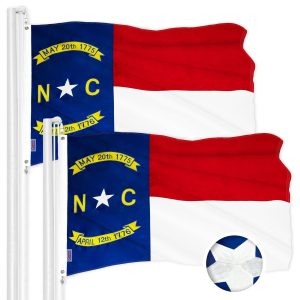 G128 2 Pack: North Carolina State Flag | 2x3 Ft | ToughWeave Series Embroidered 300D Polyester | Embroidered Design, Indoor/Outdoor, Brass Grommets