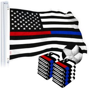 G128 Thin Blue & Red Line Flag 3x5 Ft 10-Pack Embroidered Spun Polyester
