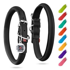 Ultra Soft Rolled Leather Dog Collar for Small Dogs   Soft Padded Dog Collars for Medium Dogs   Puppy Collars for Large Breed Dogs   Male and Female Dog Collar