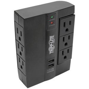 Tripp Lite by Eaton SWIVEL6USB 3-AC Swiveling Outlet, 3-AC Fixed Outlet, and 2-USB Port 1,200-Joules Surge Protector Wall Tap, SWIVEL6USB