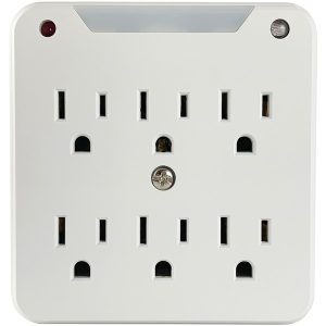 STANLEY 33208 6-AC Outlet 750-Joules SurgePro Surge-Suppression Night-Light Wall Tap, 33208
