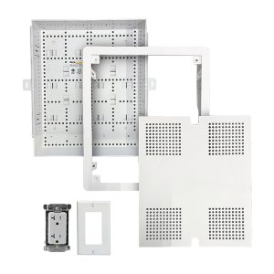 DataComm Electronics 45-8011-1P-MAG Connected Media Box with Duplex Power Receptacle and Magnetic Cover