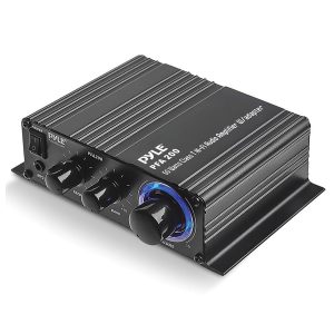 Pyle PFA200 60-Watt 2.0-Channel Class-T Mini Amplifier with Mic Input, Aux, and AC Adapter, PFA200