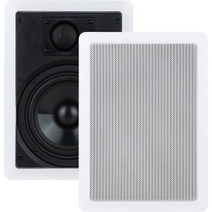 Dayton Audio CW65W Contractor Series CW65W 6-1/2-In. 40-Watt-RMS 2-Way In-Wall Speaker Pair with Poly Cone Woofer and PEI Dome Tweeter, 8 Ohms