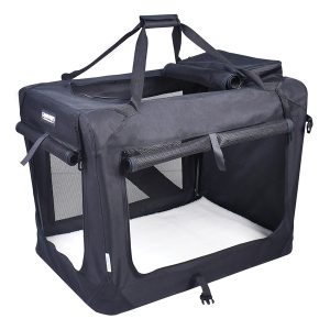 Jespet PSC-36BK 3-Door Soft-Sided Folding Travel Pet Crate (Medium/Large; Black)