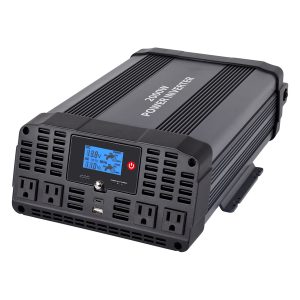 Technaxx 5045 4-AC Outlet and 2-USB Port 2,000-Continuous-Watt TE22 Pure Sine Wave Vehicle Power Inverter with Battery Connection Cables, 5045
