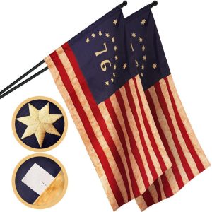 G128 2 Pack: Bennington 76 Tea-Stained Flag | 1x1.5 Ft | ToughWeave Pro Series Pole Sleeve Embroidered 420D Polyester | Historical Flag, Embroidered Design, High Quality, NO Flagpole Included